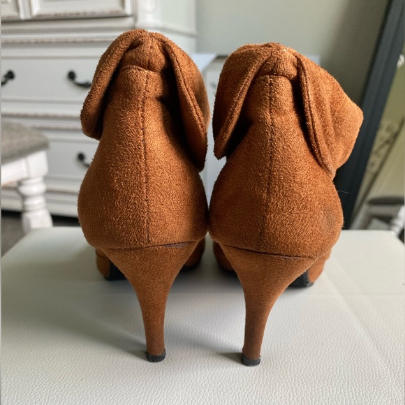 Faux Suede Copper Ankle Booties - Small Heel - Picture 4 of 8